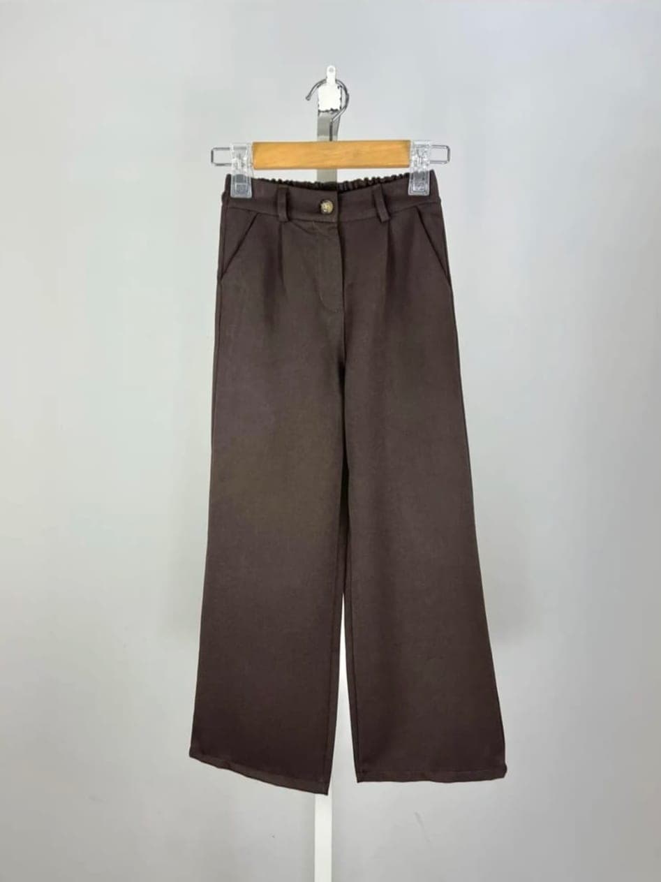Pantalon large à pinces, Marron